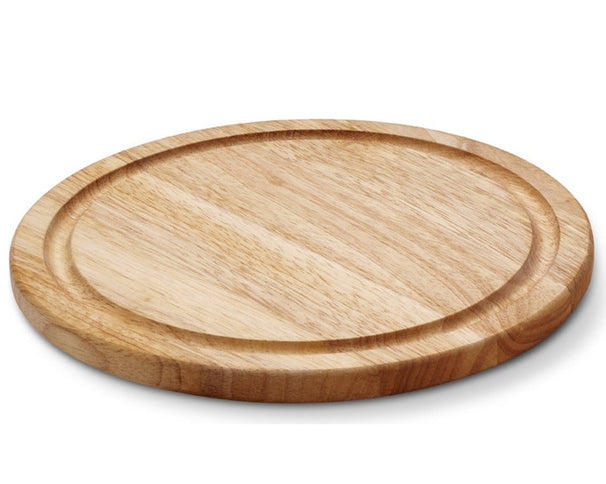 Continenta Houten Pizzaplank / Serveerplank met Sapgeul - Rubberhout - ø 25 cm
