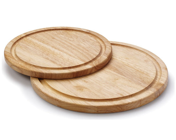 Continenta Houten Pizzaplank / Serveerplank met Sapgeul - Rubberhout - ø 25 cm