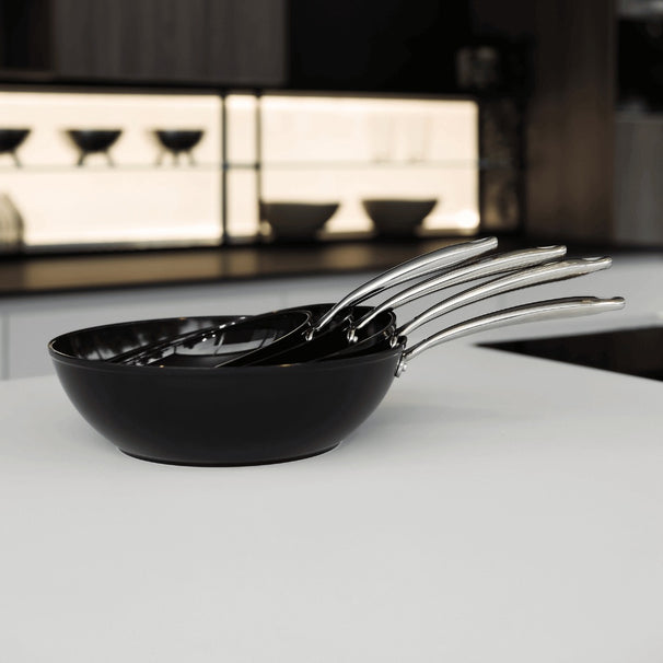 CP Koekenpannenset Signature Zwart 3-delig - ø 20, 24 & 28 cm - keramische anti-aanbaklaag