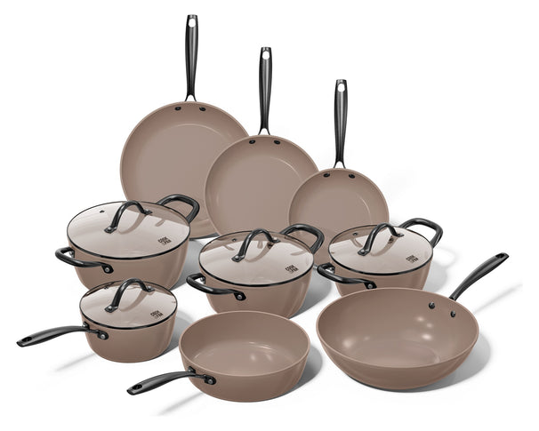 CP Pannenset Taupe of Mind 9-delig - keramische anti-aanbaklaag