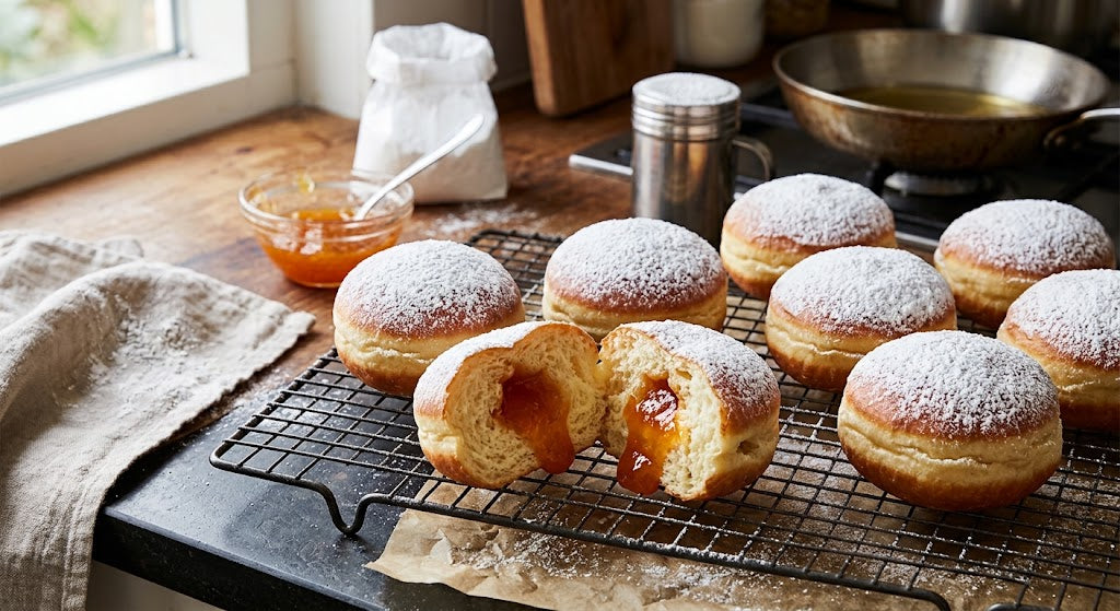 Zacht, gevuld en besprenkeld met poedersuiker: de klassieker uit de bakkerij, nu zelf gemaakt.