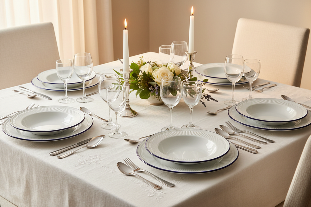 Cookinglife Serviesset Whitmore 24-delig / 6 personen - 6 dinerborden, 6 ontbijtborden, 6 diepe borden en 6 kommen
