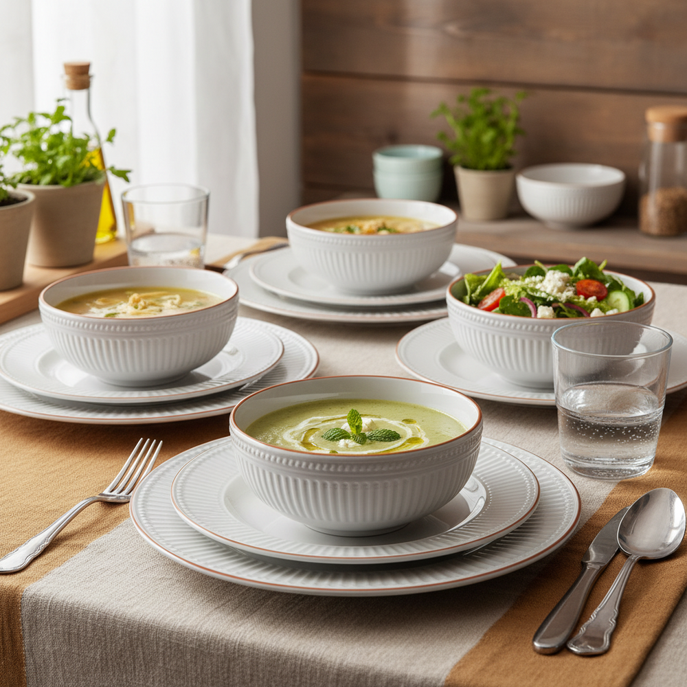 Cookinglife Serviesset Stratton 24-delig / 6 personen - 6 dinerborden, 6 ontbijtborden, 6 diepe borden en 6 kommen
