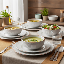 Cookinglife Serviesset Stratton 24-delig / 6 personen - 6 dinerborden, 6 ontbijtborden, 6 diepe borden en 6 kommen