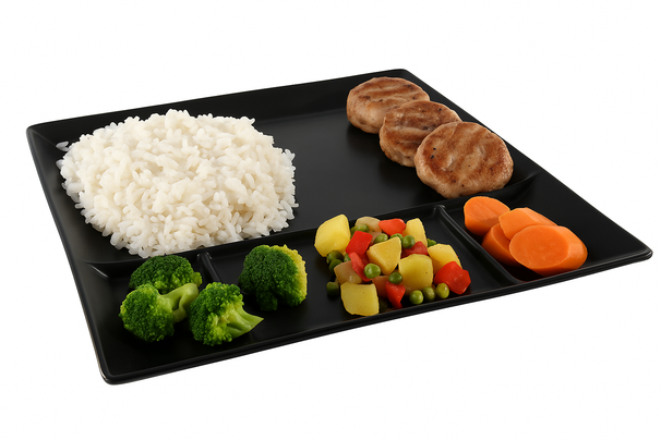 Cookinglife BBQ Borden / Fondueborden / Gourmetborden 5 vakken - 24 x 24 cm - 4 stuks