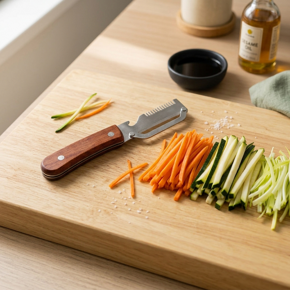 Cookinglife Dunschiller & Juliennesnijder - Hout - Multifunctioneel 3-in-1