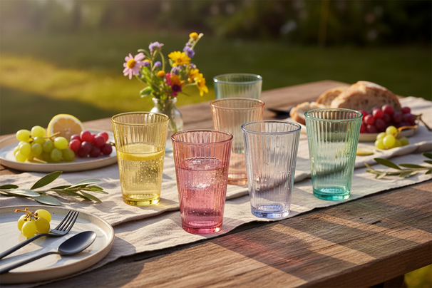Cookinglife Waterglazen 300 ml Glas - Set van 6 Kleurige Drinkglazen