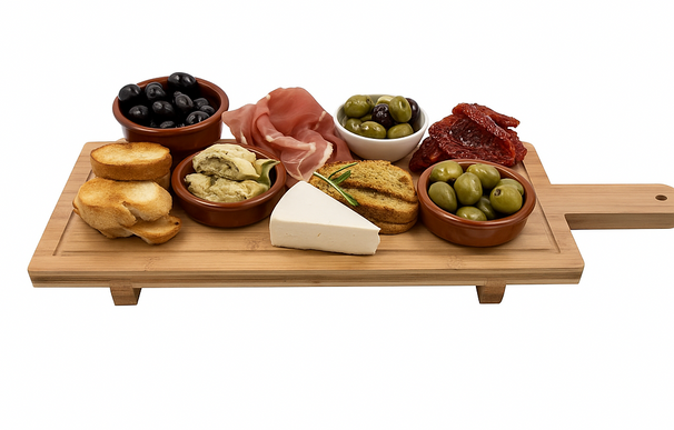 Cookinglife Serveerplank / Tapasplank op pootjes - L - Bamboe - 58 x 19 cm