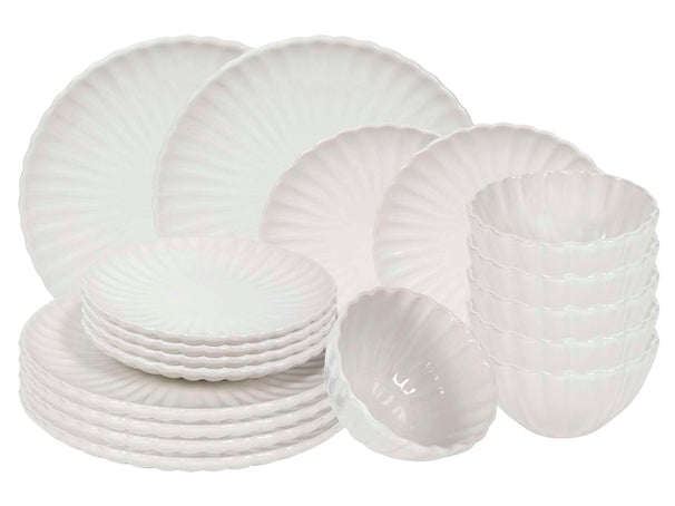 Cookinglife Serviesset Cardida Off White 18-delig / 6 personen - 6 dinerborden, 6 ontbijtborden en 6 kommen