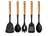Cookinglife Keukengerei set - Kookgerei set - hout zwart 5 delig - Schuimspaan, soeplepel, spaghettilepel, bakspaan & opscheplepel