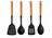 Cookinglife Keukengerei set - Kookgerei set - hout zwart 4 delig - Schuimspaan, soeplepel, bakspaan & opscheplepel