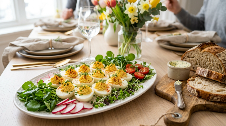 Een feestelijk gerecht voor een vrolijk Paasontbijt of -brunch met het hele gezin.
