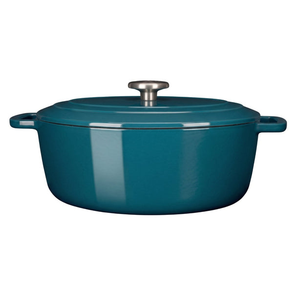 Cosy & Trendy Braadpan met deksel Fontestic Gietijzer Green Heron Ovaal - 31 x 24 cm / 6 Liter - geëmailleerde anti-aanbaklaag