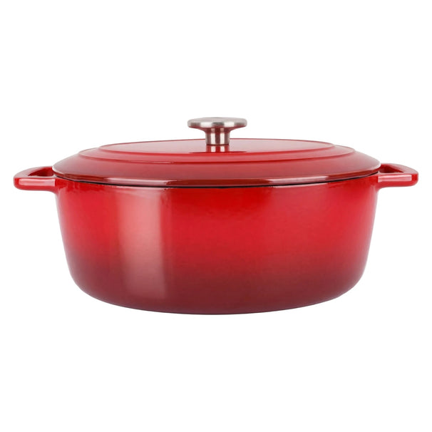 Cosy & Trendy Braadpan met deksel Fontestic Gietijzer Traditional Red Ovaal - 31 x 24 cm / 6 Liter - geëmailleerde anti-aanbaklaag