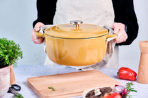 Cosy & Trendy Braadpan met deksel Fontestic Gietijzer Amber Gold Ø 28 cm / 6.8 Liter - geëmailleerde anti-aanbaklaag