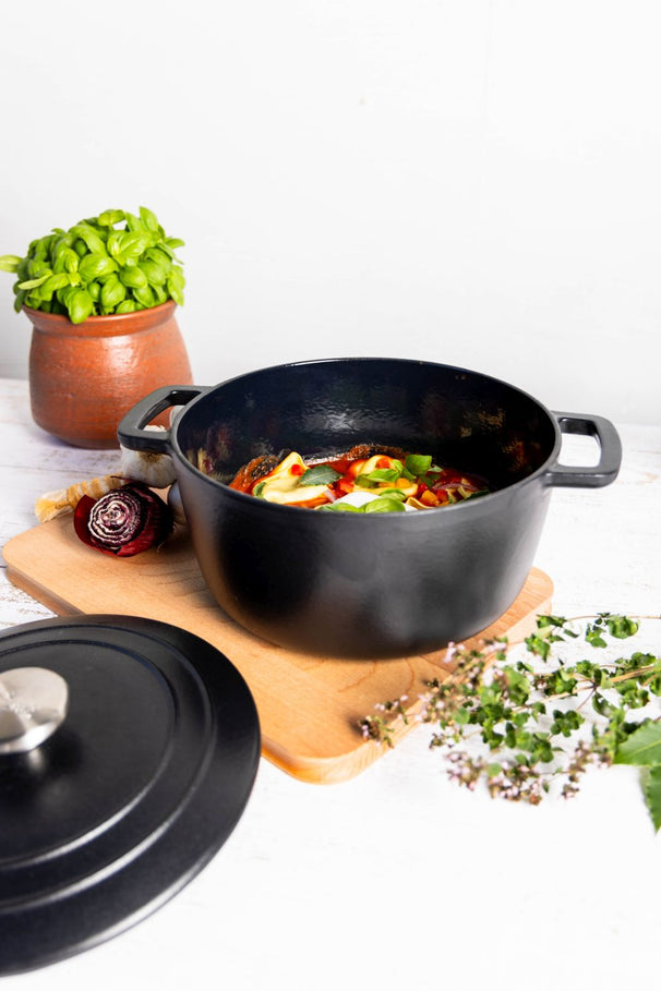 Cosy & Trendy Braadpan met deksel Fontestic Gietijzer Black Ø 28 cm / 6.8 Liter - geëmailleerde anti-aanbaklaag