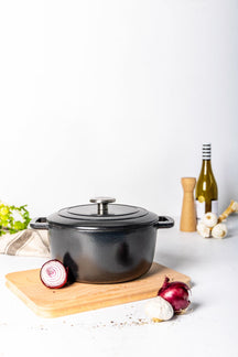 Cosy & Trendy Braadpan met deksel Fontestic Gietijzer Black Ø 24 cm / 4.6 Liter - geëmailleerde anti-aanbaklaag