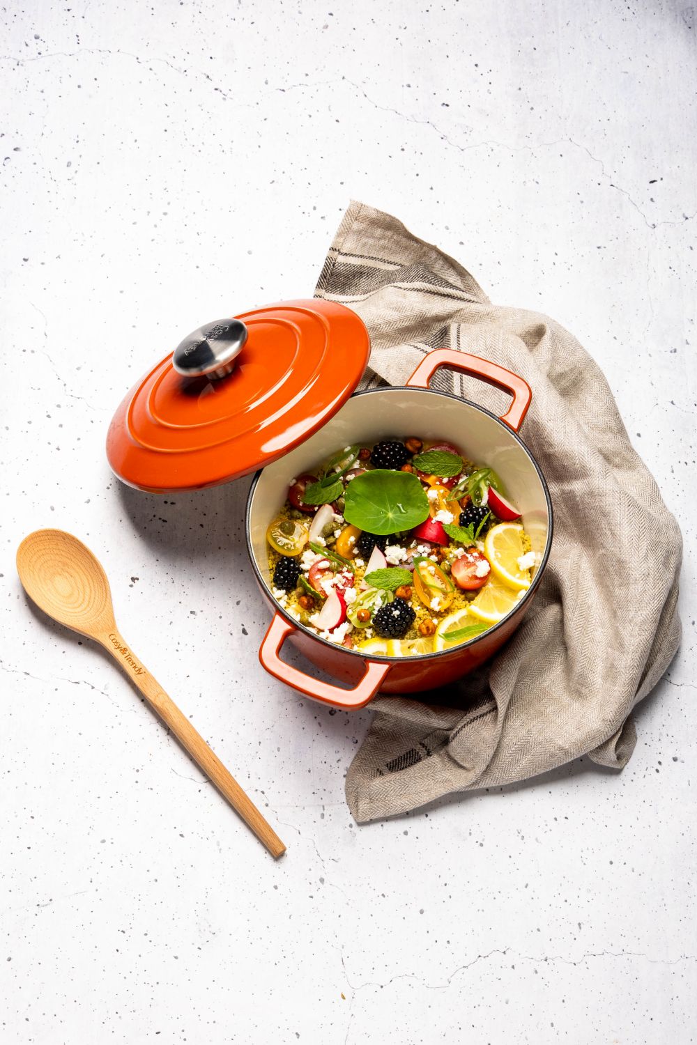 Cosy & Trendy Braadpan met deksel Fontestic Gietijzer Roest Ø 28 cm / 6.8 Liter - geëmailleerde anti-aanbaklaag