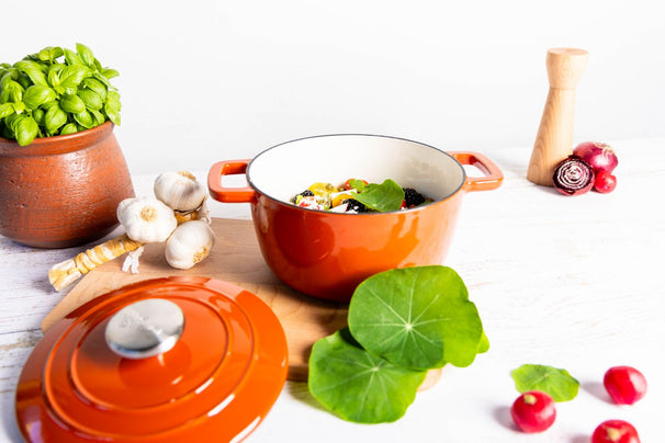 Cosy & Trendy Braadpan met deksel Fontestic Gietijzer Roest Ø 28 cm / 6.8 Liter - geëmailleerde anti-aanbaklaag