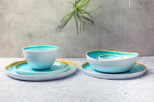 Cosy & Trendy Serviesset Laguna Azzurro 12-delig / 4 personen - 4 dinerborden, 4 ontbijtborden en 4 kommen