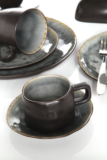 Cosy & Trendy Ontbijtborden / Dessertborden Organic - Laguna Blue Grey - 20 x 16 cm - 4 Stuks