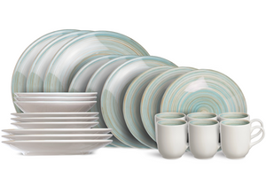 Cosy & Trendy Serviesset Turbolino - Blauw 24-delig / 6 personen - 6 dinerborden, 6 diepe borden, 6 ontbijtborden en 6 mokken