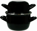 Cosy & Trendy Mosselpan - Emaille - Inductie geschikt - Zwart - ø 24 cm / 4 liter - geëmailleerde anti-aanbaklaag