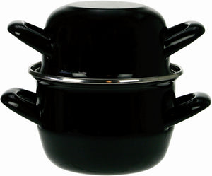 Cosy & Trendy Mosselpan - Emaille - Inductie geschikt - Zwart - ø 24 cm / 4 liter - geëmailleerde anti-aanbaklaag