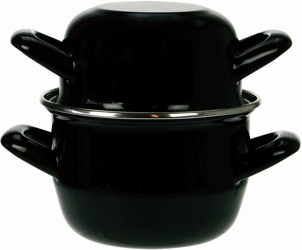 Cosy & Trendy Mosselpan - Emaille - Inductie geschikt - Zwart - ø 24 cm / 4 liter - geëmailleerde anti-aanbaklaag