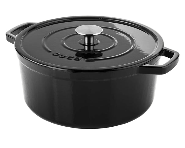 DUCQ Braadpan Gietijzer Zwart ø 26 cm / 6.1 Liter - geëmailleerde anti-aanbaklaag