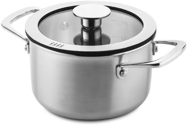 DUCQ Pannenset 6-Delig - Downdraft Geschikt - Kookpan ø 16, 18, 20, 24 cm & Steelpan ø 16 cm & Braadpan ø 26 cm + Deksels