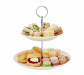 Cookinglife Etagère Porselein 2-laags ø 17 & 21 cm - Serveertoren voor Hapjes en Desserts
