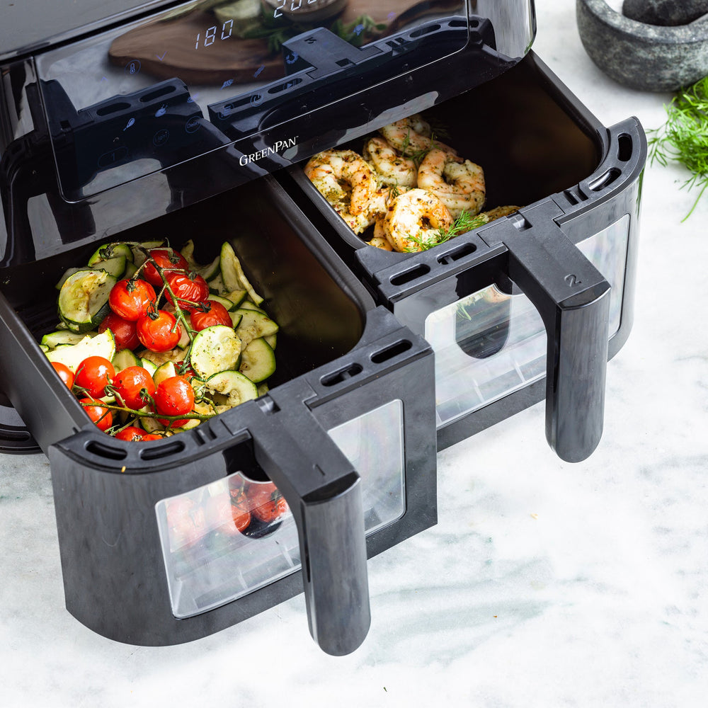 GreenPan Dubbele Airfryer Bistro Dual Zone - Zwart - 8 Liter (2 x 4 Liter)