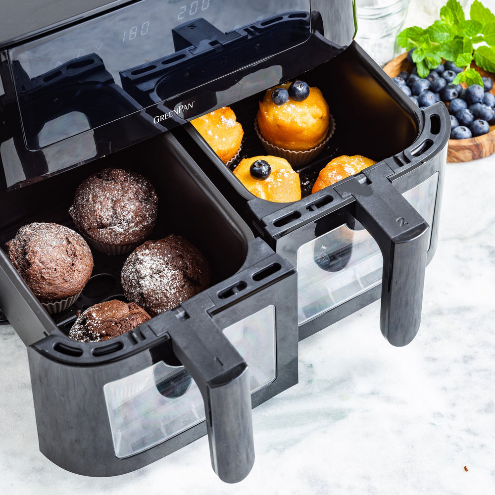 GreenPan Dubbele Airfryer Bistro Dual Zone - Zwart - 8 Liter (2 x 4 Liter)