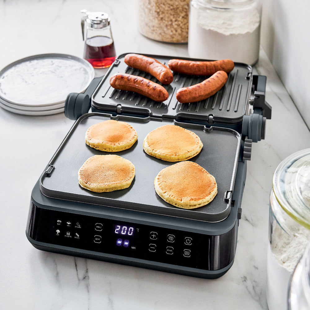 GreenPan Contactgrill Advanced Grill Digitaal - Omkeerbare Grill- en Bakplaten - Grijs - bovenaanzicht