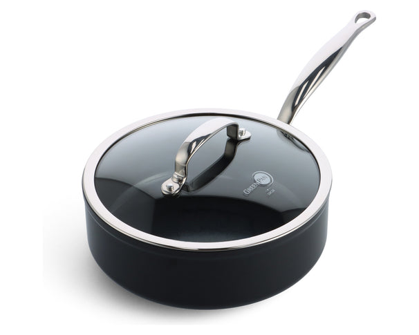 GreenPan Hapjespan met deksel Barcelona Pro Zwart ø 24 cm / 3.4 Liter - keramische anti-aanbaklaag