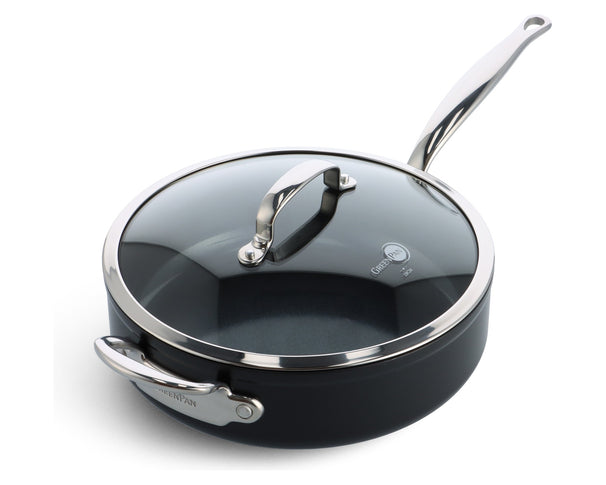 GreenPan Hapjespan met deksel Barcelona Pro Zwart ø 28 cm / 4.6 Liter - keramische anti-aanbaklaag