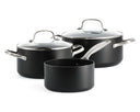 GreenPan Pannenset Copenhagen Zwart 3-delig - Steelpan ø 16 cm, Kookpan ø 18 & 20 cm - keramische anti-aanbaklaag