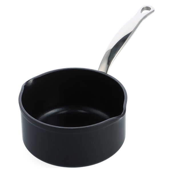 GreenPan Steelpan met 2 Schenktuiten Barcelona Pro Zwart ø 16 cm / 1.6 Liter - keramische anti-aanbaklaag