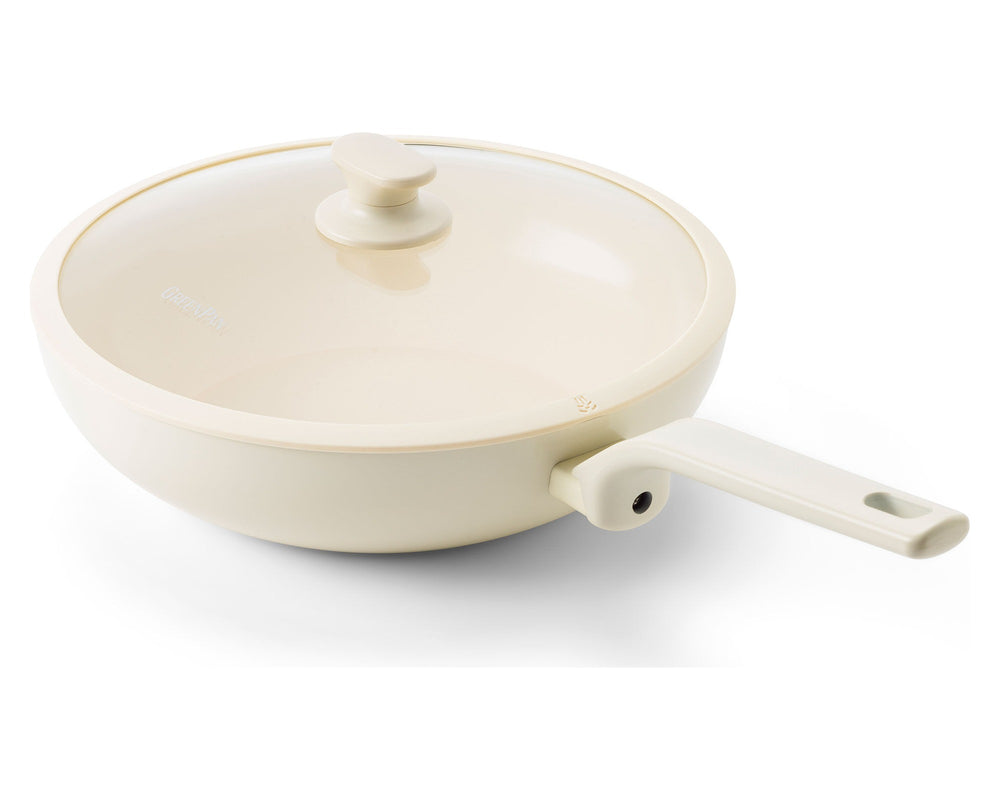 GreenPan Wokpan met deksel Essence Pro Clay ø 28 cm / 3.69 Liter - zijaanzicht