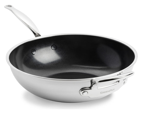 GreenPan Wokpan Premiere RVS ø 30 cm / 4.7 Liter - keramische anti-aanbaklaag