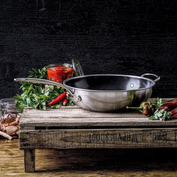GreenPan Wokpan Premiere RVS ø 30 cm / 4.7 Liter - keramische anti-aanbaklaag
