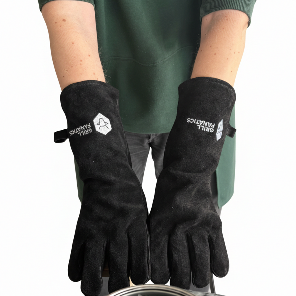 Cookinglife Grill BBQ Handschoenen / Ovenhandschoenen Zwart Leer 500 °C - 2 stuks