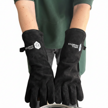 Cookinglife Grill BBQ Handschoenen / Ovenhandschoenen Zwart Leer 500 °C - 2 stuks