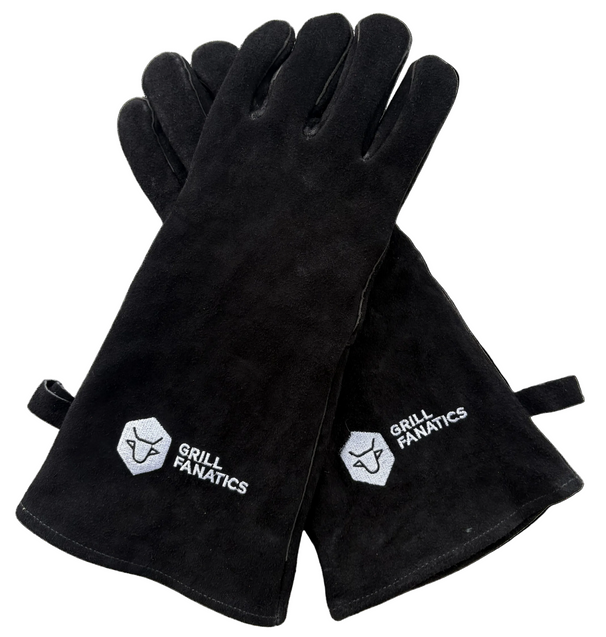 Cookinglife Grill BBQ Handschoenen / Ovenhandschoenen Zwart Leer 500 °C - 2 stuks