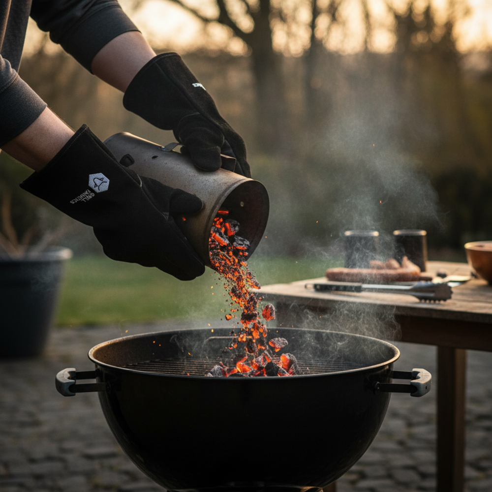 Cookinglife Grill BBQ Handschoenen / Ovenhandschoenen Zwart Leer 500 °C - 2 stuks
