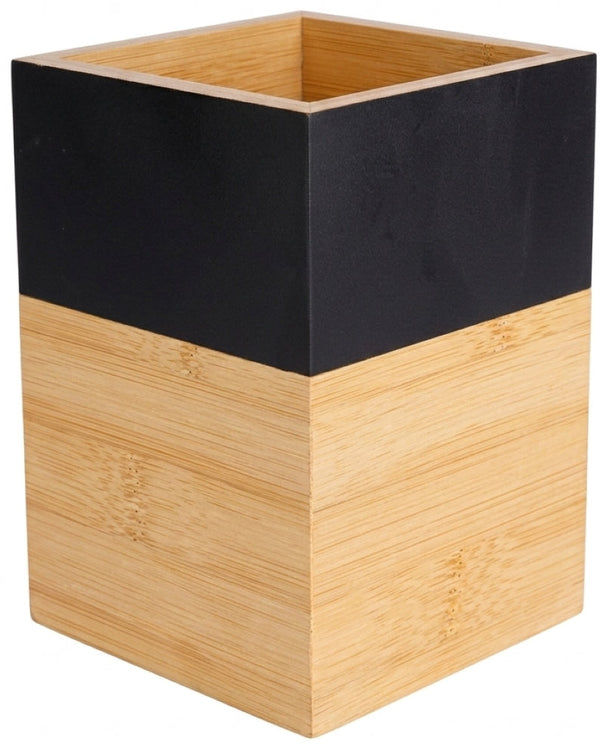 Cosy & Trendy Spatelpot Black & Wood - 10 x 10 x 14.5 cm