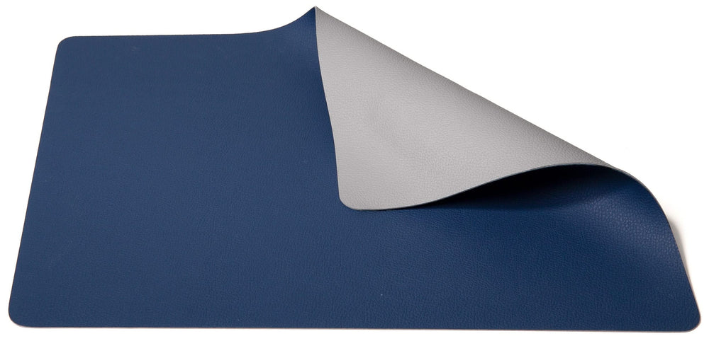 Cookinglife Placemats - Dubbelzijdig - Vegan leer - Grijs / Blauw 46 x 33 cm - 6 Stuks