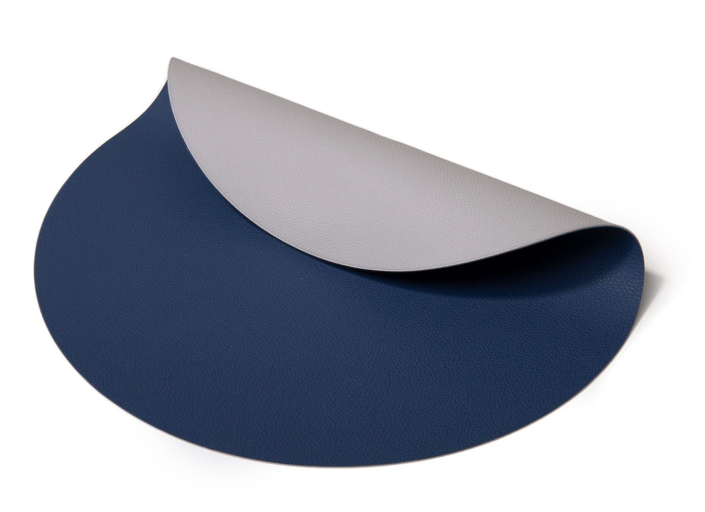 Cookinglife Placemats - Dubbelzijdig - Vegan leer - Grijs / Blauw ø 38 cm - 6 Stuks