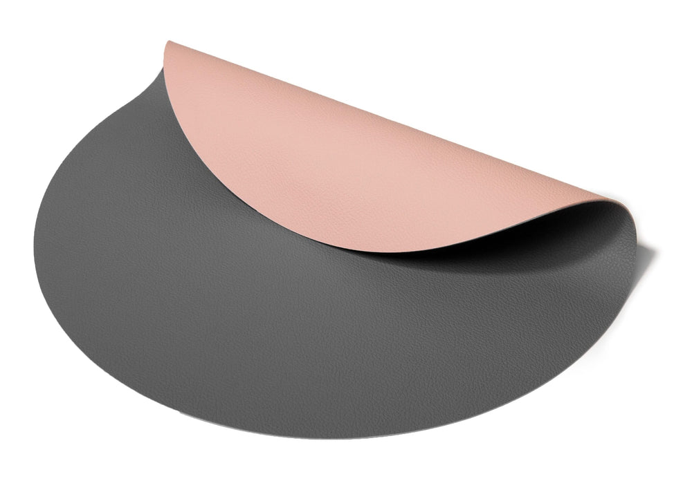 Cookinglife Placemats - Dubbelzijdig - Vegan leer - Grijs / Roze ø 38 cm - 6 Stuks